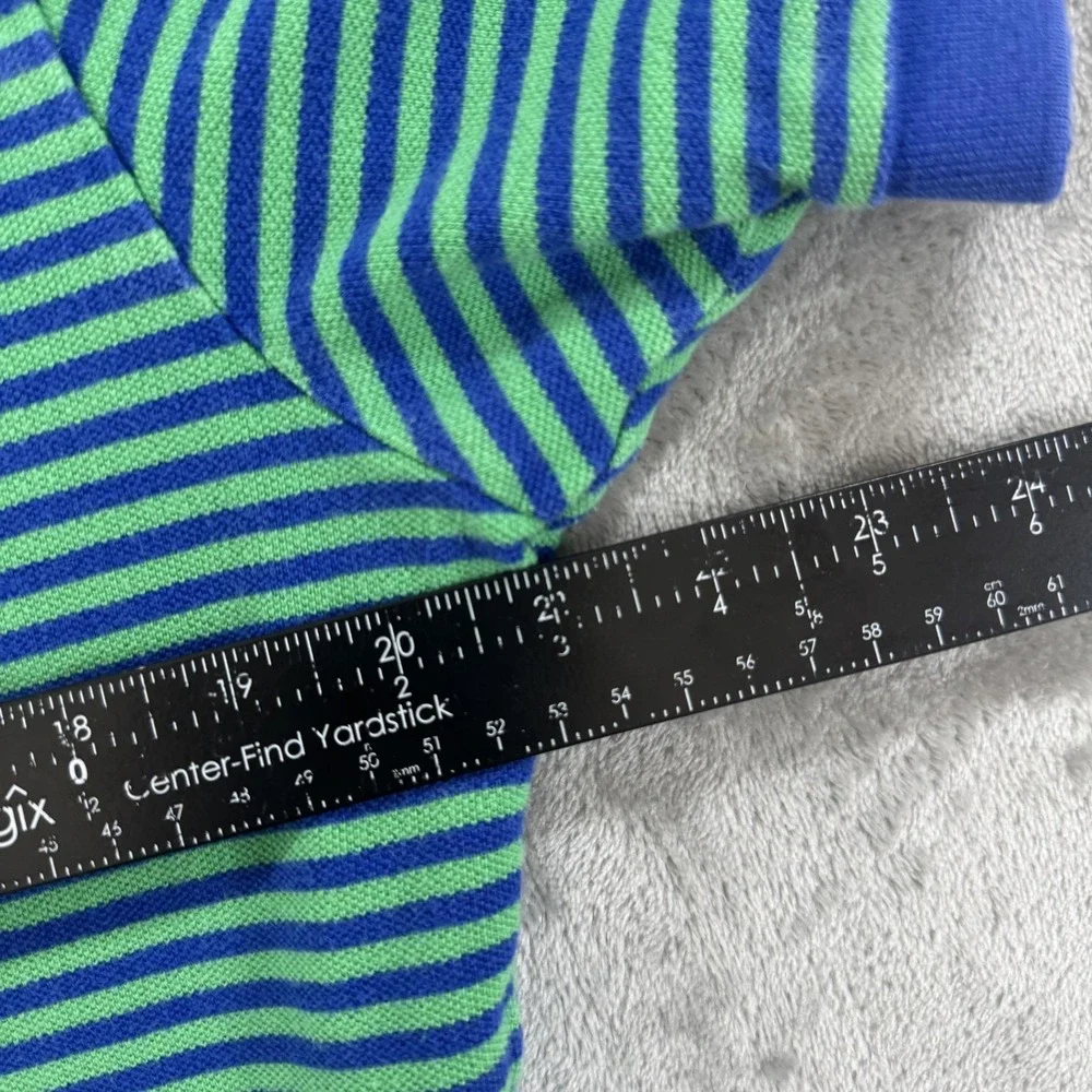 VTG Polo Ralph Lauren Polo Shirt Mens Large Blue Green Stripe Pique Casual Logo